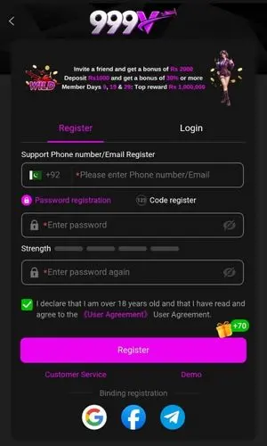 999V game register